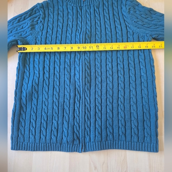 L.L. Bean Zip Cable Knit Sweater Size Xl - Picture 6 of 9
